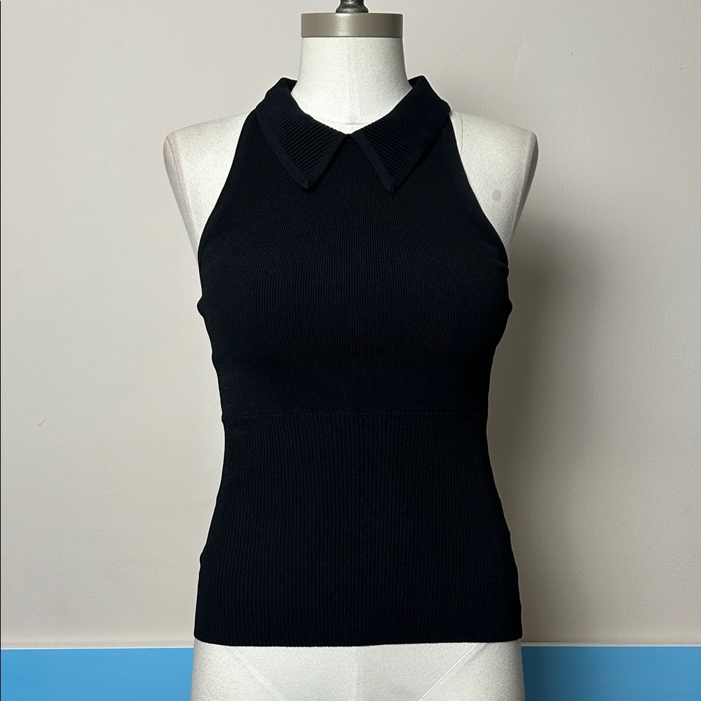 Timo Weiland Black Fitted Sleeveless Tank Top size XS excel collared ribbed